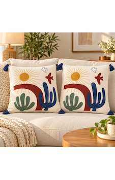 Punch 2li Tufting Lüks Kırlent Kılıfı - V3 Mavi Punch 2li Tufting Lüks Kırlent Kılıfı - V3 Mavi
