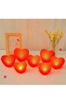 Led Işıklı Kırmızı Kalp Gece Lambası 12'li Paket Çok Renkli Led Işıklı Kırmızı Kalp Gece Lambası 12'li Paket Çok Renkli