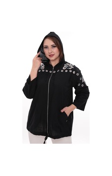 Lady Majestic Büyük Beden %100 Cotton Kapüşonlu Hırka Rahat Ve Şık Tasarım - 44462 Siyah Lady Majestic Büyük Beden %100 Cotton Kapüşonlu Hırka Rahat Ve Şık Tasarım - 44462 Siyah