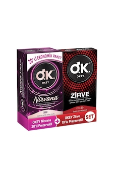Okey Nirvana Prezervatif 20'li + Zirve Prezervatif 10'lu Okey Nirvana Prezervatif 20'li + Zirve Prezervatif 10'lu