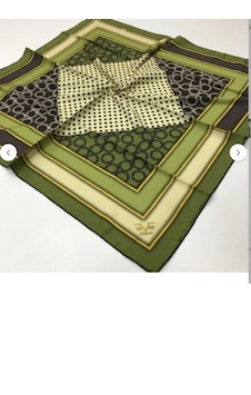 19V69 Italia 19v69 Italıa Siyah Yeşil Twill Eşarp Gold Seri 90x90 Cm Eşarp Yeşil