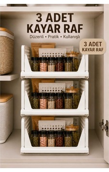 Rayflex Kayar Raf Sistemi, Dolap İçi Düzenleyici Çekmece Ve Organizer Çok Amaçlı Mutfak Rafı Beyaz 3 Adet Beyaz 3 Adet Rayflex Kayar Raf Sistemi, Dolap İçi Düzenleyici Çekmece Ve Organizer Çok Amaçlı Mutfak Rafı Beyaz 3 Adet Beyaz 3 Adet