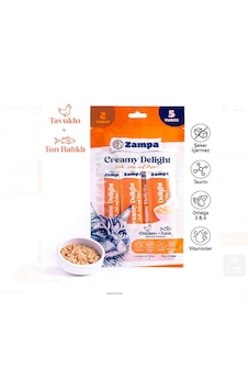 Zampa Creamy Delight Tavuklu Ve Tuna Balıklı Kedi Krema Ödül Maması 16 Gr X 5 Adet Zampa Creamy Delight Tavuklu Ve Tuna Balıklı Kedi Krema Ödül Maması 16 Gr X 5 Adet