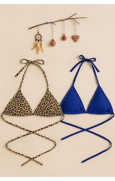 Intive Lingerie Kadın Leopar Desenli Ve Mavi Minimal Kesim Üçgen Bikini Üstü Çok Renkli Intive Lingerie Kadın Leopar Desenli Ve Mavi Minimal Kesim Üçgen Bikini Üstü Çok Renkli