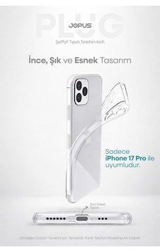 Jopus Apple iPhone Uyumlu 17 Pro Şeffaf Silikon Kılıf Kamera Korumalı Darbe Emicili Tıpalı Js-238 standart Jopus Apple iPhone Uyumlu 17 Pro Şeffaf Silikon Kılıf Kamera Korumalı Darbe Emicili Tıpalı Js-238 standart