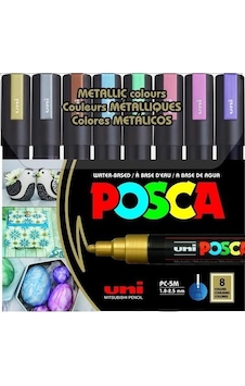 Uni-ball Posca 1.8-2.5 Su Bazlı Poster Markörü Metalik Renk 8'li Pc-5m/8c Sc Set