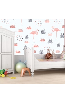 Kız Çocuk Odası Duvar Kağıdı Kaplama Folyosu Flamingo Kız Çocuk Odası Duvar Kağıdı Kaplama Folyosu Flamingo
