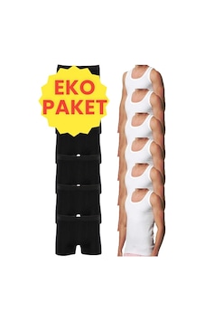 Tezzgelsin Erkek Eko Set 6 Adet Atlet 6 Adet Boxer Beyaz Siyah Beyaz - Siyah Tezzgelsin Erkek Eko Set 6 Adet Atlet 6 Adet Boxer Beyaz Siyah Beyaz - Siyah