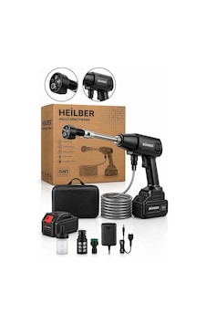 Heilber Ba0115369 Akülü Basınçlı Araç Yıkama Makinesi 6'sı 1 Arada Çok Fonksiyonlu Başlık, Çift Akülü, Su