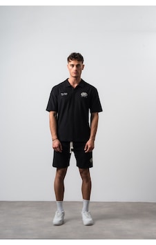 Erkek 242 Nakışlı Regular Fit T-shirt Şort Takım Siyah Erkek 242 Nakışlı Regular Fit T-shirt Şort Takım Siyah