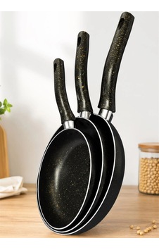 Çetcook 3'lu Tava Setı 20-24-26 Cm Siyah Çetcook 3'lu Tava Setı 20-24-26 Cm Siyah