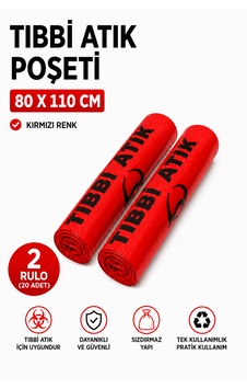 Atık Poşeti 80 110 Cm 2 Rulo 20 Adet Atık Poşeti 80 110 Cm 2 Rulo 20 Adet