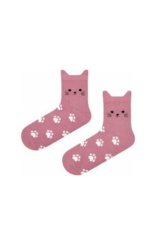Carnaval Socks Kedi Kulaklı Pati Desenli Unisex Soket Çorap GÜL KURUSU