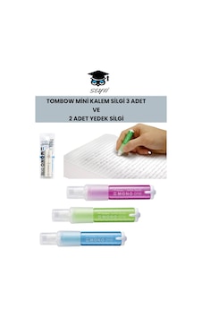 Tombow Mini Kalem Silgi 3 Adet Ve 2 Adet Yedek Silgi Tombow Mini Kalem Silgi 3 Adet Ve 2 Adet Yedek Silgi