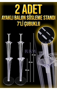 2 Adet Balon Süsleme Standı 7 Li Çubuklu Ayaklı Balon Standı Seti Parti Ve Doğum Günü Süsleme Diğer