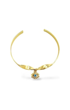 Göz Charm Kıvrımlı Çelik Kelepçe Gold Göz Charm Kıvrımlı Çelik Kelepçe Gold