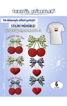 Ütü İle Yapışan Kıyafet Etiketi Kiraz Kalp Fiyonk Temalı Model -2 6lı Set Karışık Ütü İle Yapışan Kıyafet Etiketi Kiraz Kalp Fiyonk Temalı Model -2 6lı Set Karışık