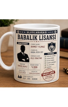 Kişiye Özel Babalık Lisansı Kupa Bardak İsme Özel Beyaz Seramik Kupa 330 Ml Kahve Ve Çay Kupası Açık Beyaz Kişiye Özel Babalık Lisansı Kupa Bardak İsme Özel Beyaz Seramik Kupa 330 Ml Kahve Ve Çay Kupası Açık Beyaz