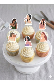 12li Kız Figürlü Cupcake Kürdan Süsü 12li Kız Figürlü Cupcake Kürdan Süsü