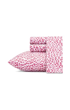 Betsey Johnson Queen Çarşaf, Yumuşak Ve Hafif, Solmaz Ve Kırışmaz Leopar Desenli, Kraliçe Boy Yatak Abanoz