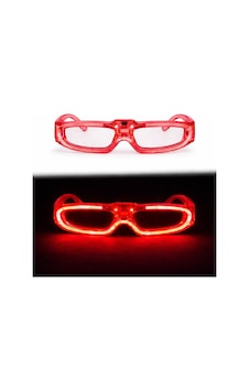Kırmızı Led Işıklı Parti Gözlüğü 3 Modlu Glow - Gece Eğlence Gözlüğü 0 - 99