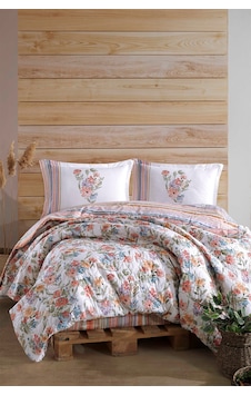 Clasy Zemi Pudra Ranforce %100 Pamuk Çift Kişilik Dört Mevsim Set Pudra