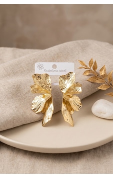Zarif Kulaklar İçin Golden Çelik Lotus Yaprak Stil Kadın Küpe Gri Zarif Kulaklar İçin Golden Çelik Lotus Yaprak Stil Kadın Küpe Gri