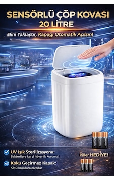 20 Litre El Algılayan Sensörlü Çöp Kovası 20 Litre El Algılayan Sensörlü Çöp Kovası
