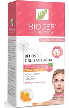 Bioder Yüz için Bitkisel Sirli Bant Ağda 20'li + Temizleme Mendili 4'lü