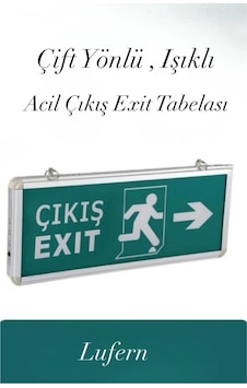 Çift Yönlü Acil Çıkış Exit Tabelası Işıklı Şarjlı Yönlendirme Güvenli Parlayan Uyarı Levhası Çift Yönlü Acil Çıkış Exit Tabelası Işıklı Şarjlı Yönlendirme Güvenli Parlayan Uyarı Levhası