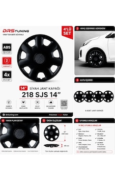 Alfa Romeo Uyumlu 14 Inç Kırılmaz Parlak Siyah Jant Kapağı 1 Takım 4 Adet No:218