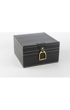 Mikasa Moor Siyah Gold Kulplu Deri Kutu 18x18x11cm