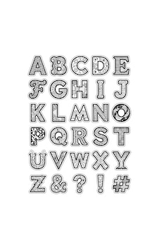 30 Adet Siyah Beyaz Doodle Alfabe Sticker Seti - Laptop Defter Telefon İçin Tasarım 30 Adet Siyah Beyaz Doodle Alfabe Sticker Seti - Laptop Defter Telefon İçin Tasarım
