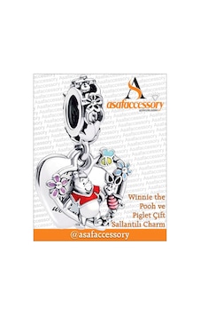Winnie The Pooh Ve Piglet Çift Sallantılı Charm Asafaccessory Gümüş Winnie The Pooh Ve Piglet Çift Sallantılı Charm Asafaccessory Gümüş