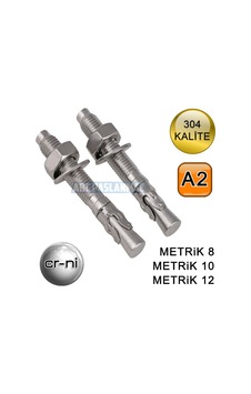 Paslanmaz Çelik Dübel Klipsli 304 Kalite A2 M8 X 75 MM Paslanmaz Çelik Dübel Klipsli 304 Kalite A2 M8 X 75 MM