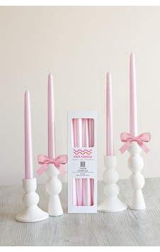 Pembe Neon Sedefli - Metalik Renk Konik Şamdan Mum - 4'lü Set Pembe Pembe Neon Sedefli - Metalik Renk Konik Şamdan Mum - 4'lü Set Pembe
