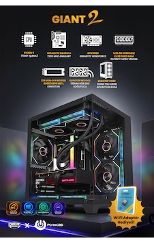 Giant V2 R5-7500F 16 GB 1 TB M2 SSD 8 GB RTX5060 Free Dos Masaüstü Oyuncu Bilgisayarı