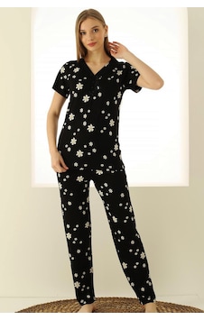 Alimer Kadın Siyah Kısa Kol Likralı Pijama Takımı Edy2728kk-s Siyah Alimer Kadın Siyah Kısa Kol Likralı Pijama Takımı Edy2728kk-s Siyah