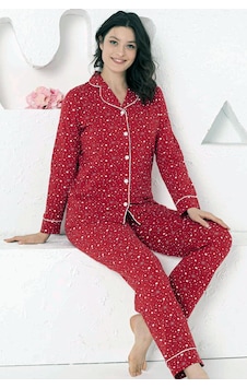 Alimer Kadın Kırmızı Desenli Likralı Kışlık Pijama Takımı Edy2769 Kırmızı Alimer Kadın Kırmızı Desenli Likralı Kışlık Pijama Takımı Edy2769 Kırmızı