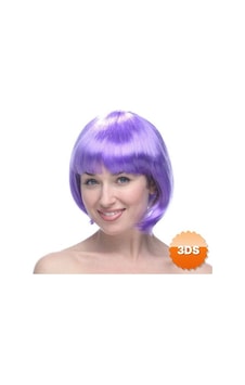 Lila Renk Kısa Model Parti Peruğu Lila Renk Küt Saç Lila Renk Kısa Model Parti Peruğu Lila Renk Küt Saç