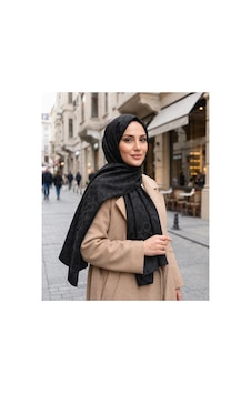 Nukra Pamuk Jakarlı Şal Halka Desen Kadın Tesettür Başörtüsü 70x190 Cm Vizon Nukra Pamuk Jakarlı Şal Halka Desen Kadın Tesettür Başörtüsü 70x190 Cm Vizon