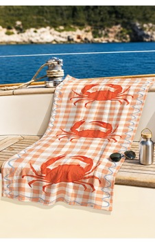 Yengeç Temalı Pötikare Marine Plaj Havlusu - Akdeniz Turuncu Ekose Hızlı Kuruyan Mikrofiber Havlu Eski Karamel Yengeç Temalı Pötikare Marine Plaj Havlusu - Akdeniz Turuncu Ekose Hızlı Kuruyan Mikrofiber Havlu Eski Karamel