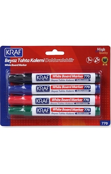 Kraf Beyaz Tahta Kalemi Doldurulabilir 770-4 4'lü Set Kraf Beyaz Tahta Kalemi Doldurulabilir 770-4 4'lü Set