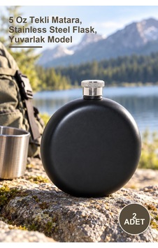 2 Adet Paslanmaz Çelik Yuvarlak Matara 5 Oz Tekli Matara, Stainless Steel Flask, Yuvarlak Model Sarı