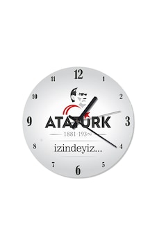 Beyaz Zemin Atatürk 1881 - 1938 Izindeyiz Duvar Saati Beyaz Beyaz Zemin Atatürk 1881 - 1938 Izindeyiz Duvar Saati Beyaz