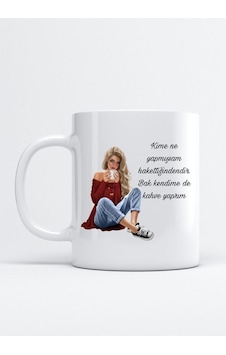 Bak Kendime De Kahve Yaptım Baskı Porselen Kupa Bardak Beyaz Bak Kendime De Kahve Yaptım Baskı Porselen Kupa Bardak Beyaz