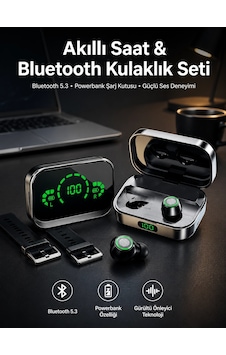 Mey İthalat Tws Bluetooth Kulaklık Ve Akıllı Saat Uyku Takibi Nabız Ölçer Uzun Pil Ömrü Mey İthalat Tws Bluetooth Kulaklık Ve Akıllı Saat Uyku Takibi Nabız Ölçer Uzun Pil Ömrü