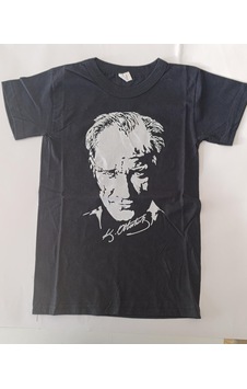 Baskı Merkezi Atatürk Baskılı Tişört Siyah - Siyah