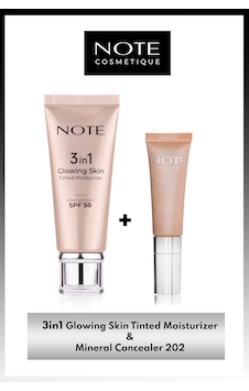 Note Cosmetics 3 in 1 Glowing Skin Tinted Işıltılı Krem SPF50 + Mineral Göz Altı Kapatıcısı 202 Note Cosmetics 3 in 1 Glowing Skin Tinted Işıltılı Krem SPF50 + Mineral Göz Altı Kapatıcısı 202