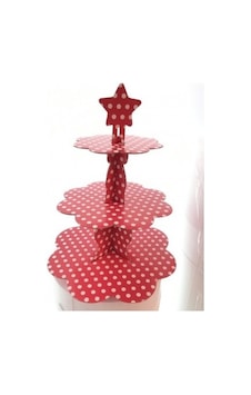 Kırmızı Puantiyeli Cupcake Standı Kırmızı Kırmızı Puantiyeli Cupcake Standı Kırmızı